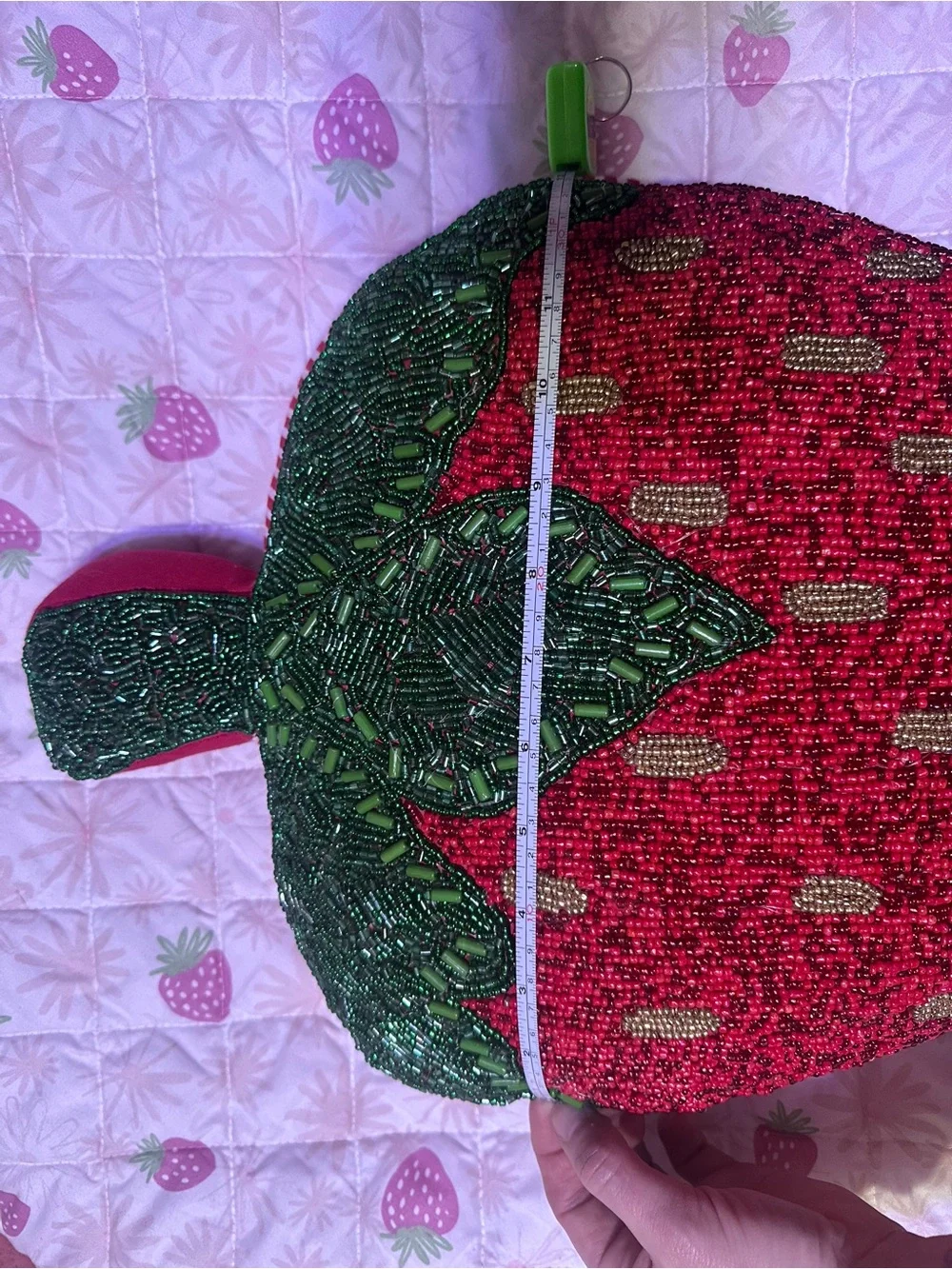 Brocante Beaded Strawberry Accent Pillow